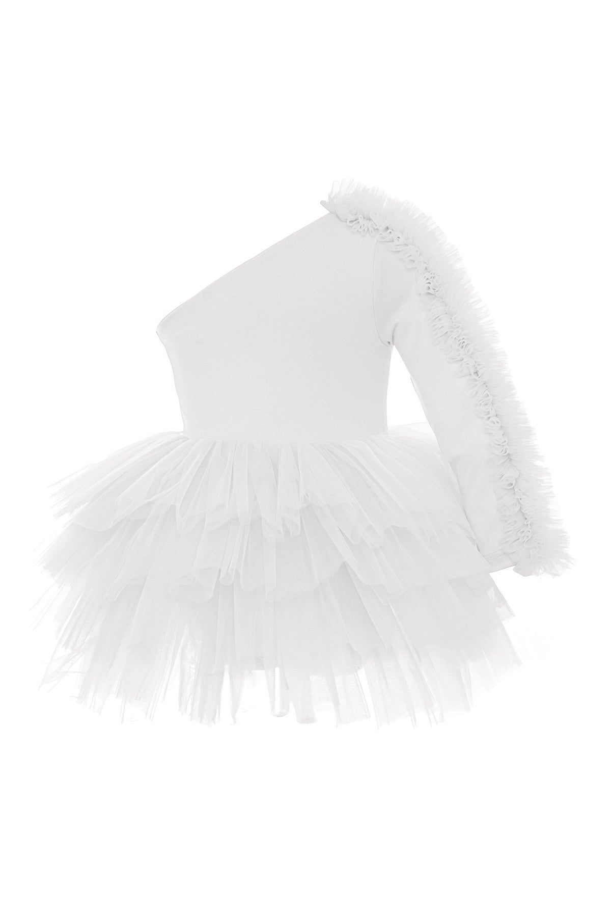 Bella One Shoulder Long Sleeve Ruffle Tutu Dress (Toddler, Little Kid &amp; Big Kid)