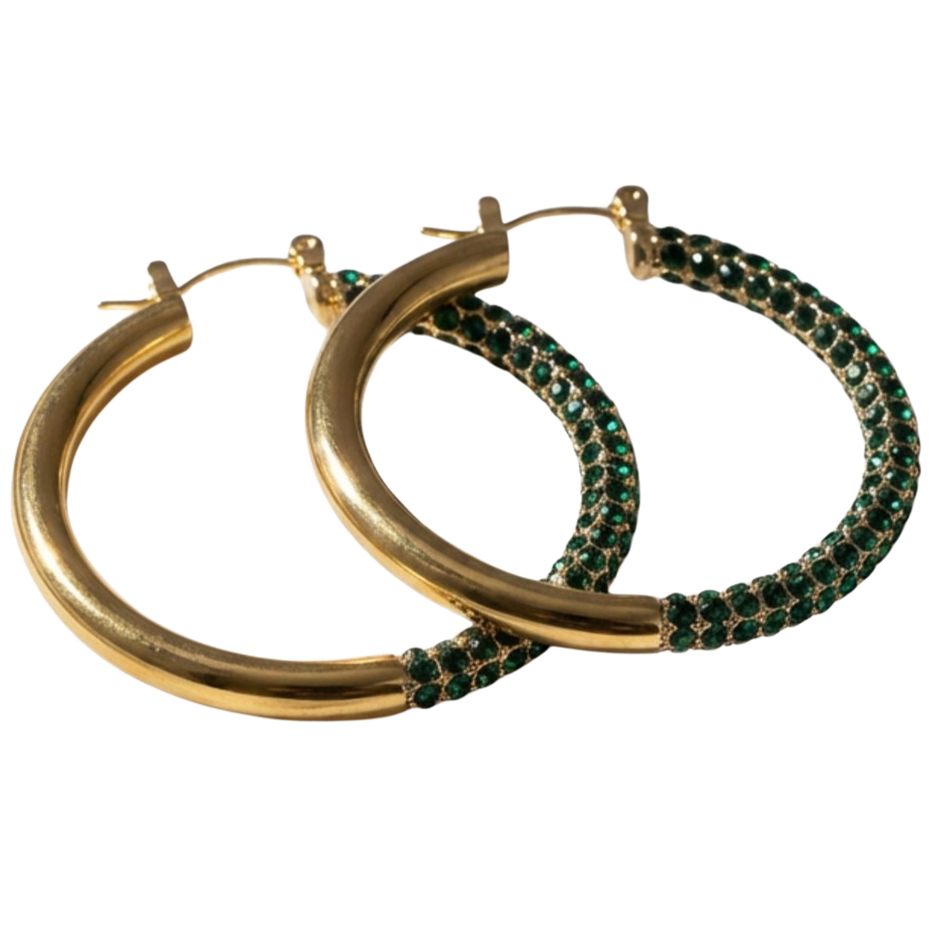 Paloma Waterproof Two-Tone Emerald Chunky Rope Hoop Earring