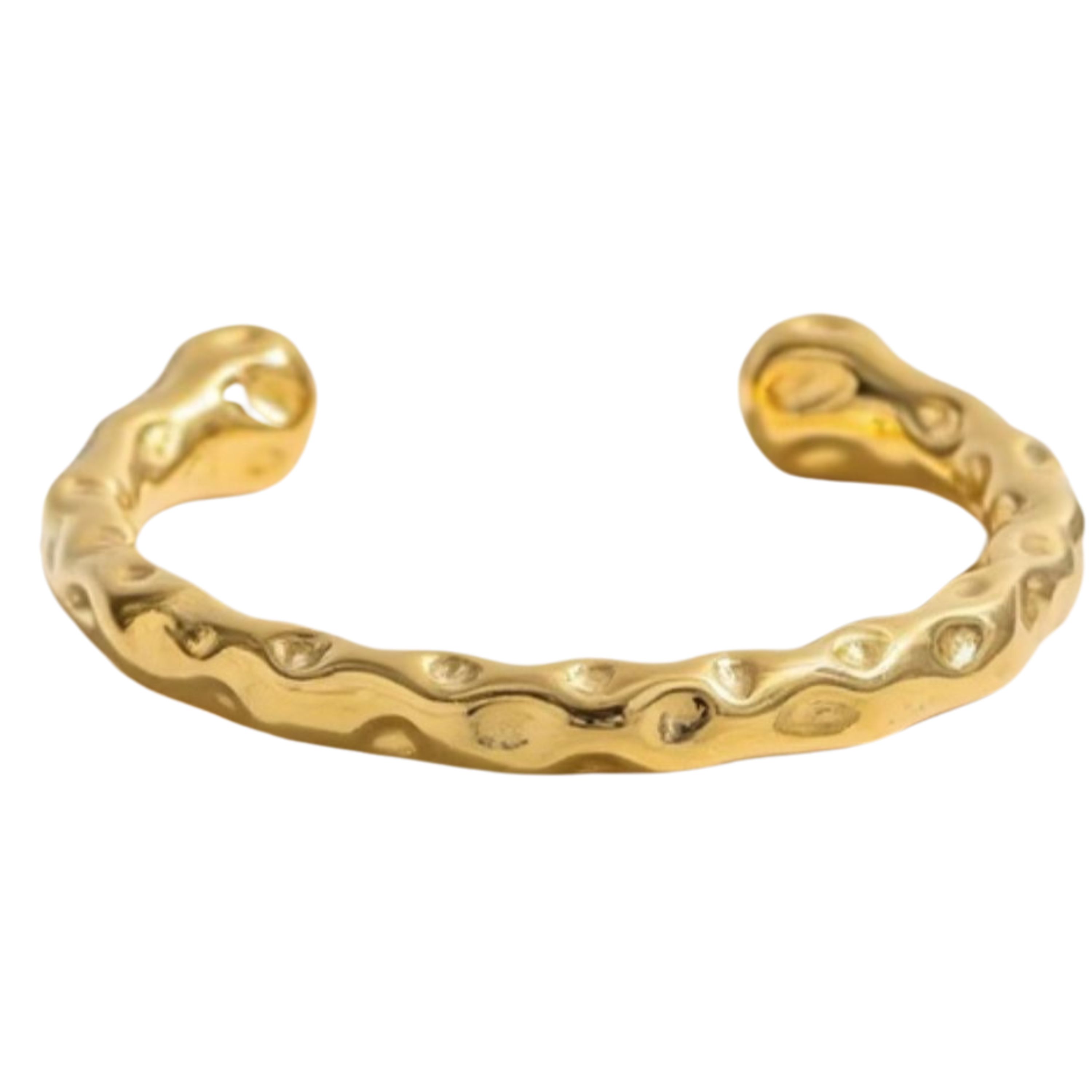 Waterproof Textured Gold Cuff Bracelet