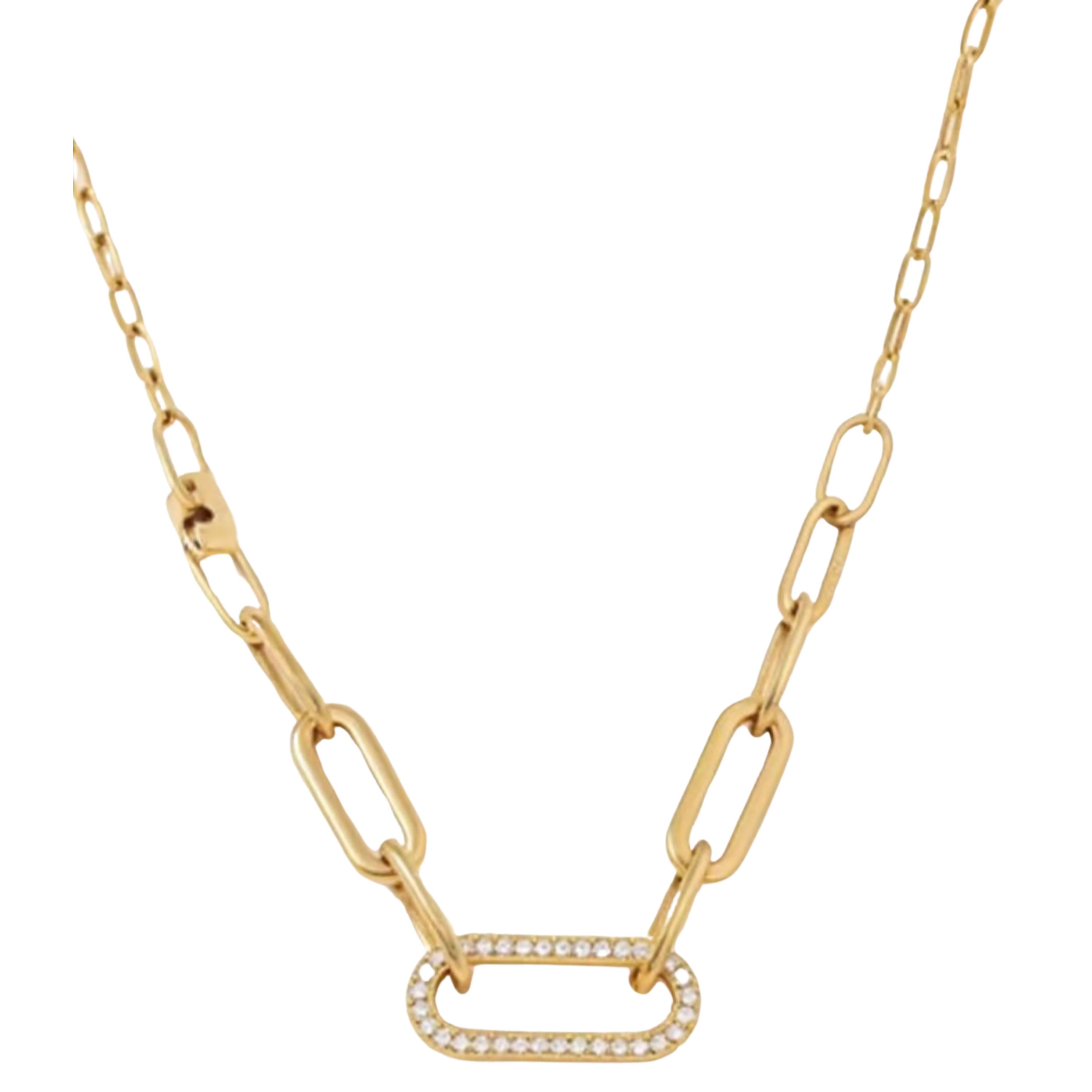Waterproof 18K Gold and Diamond Maillon Link Necklace