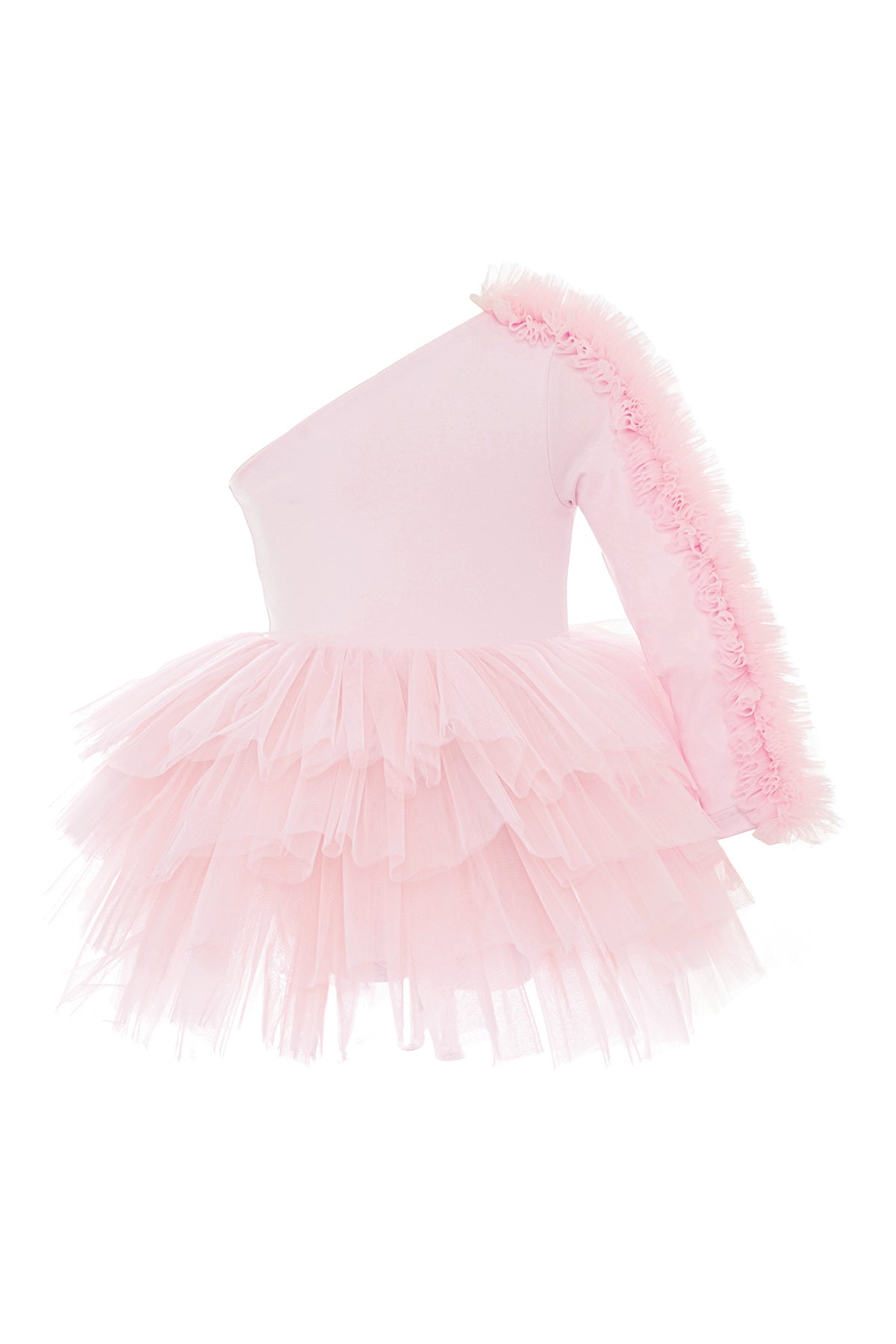 Bella One Shoulder Long Sleeve Ruffle Tutu Dress (Toddler, Little Kid &amp; Big Kid)